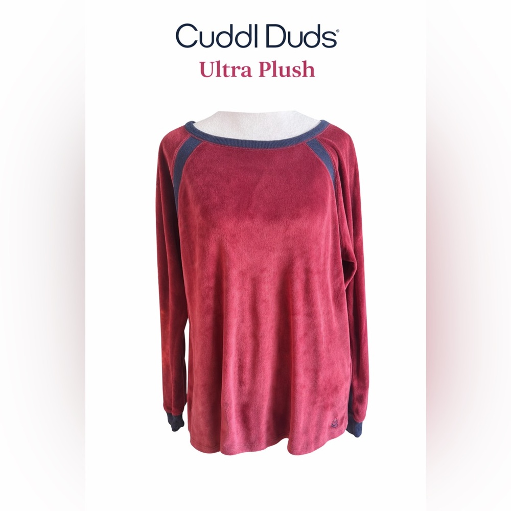 Cuddl Duds Ultra Plush Velour Fleece Crewneck Pullover M